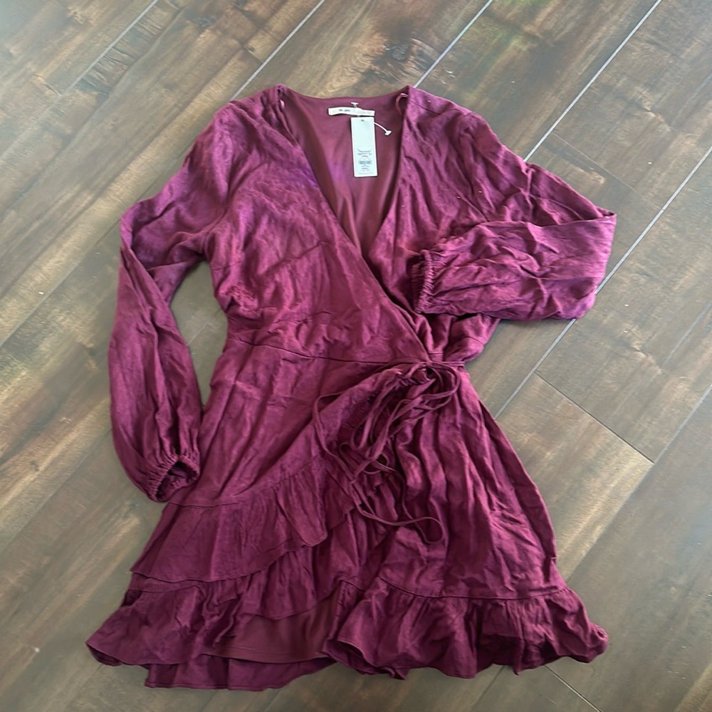 NWT Wine Colored Wrap Mini Dress